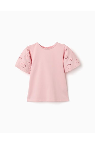 SS TSHIRT EMBROIDERY For GIRL LIGHT PINK