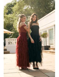 Shauna Off Shoulder Maxi Dress with Scarf in Raspberry - 6