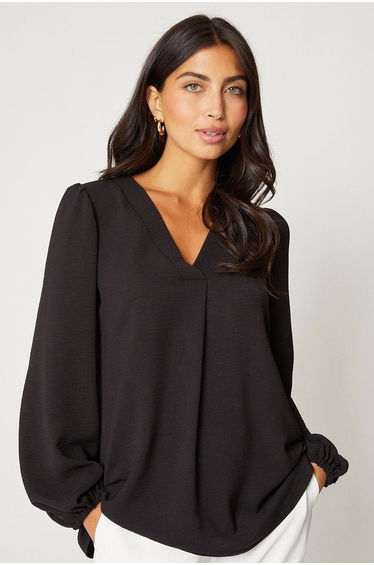 Wallis Black Ruched Blouse