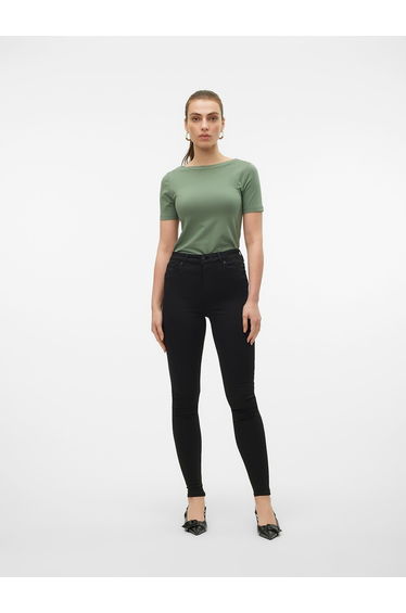 Boat Neck T-Shirt with Short Sleeves