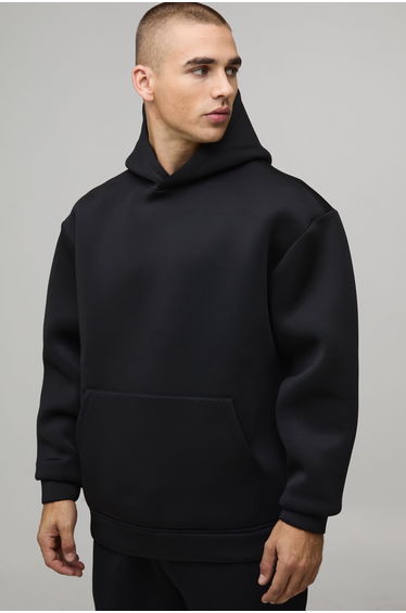 Oversized Bonded Scuba Hoodie - black