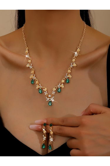 2-Piece Rhinestone Embellished Necklace and Earrings Jewelry Set