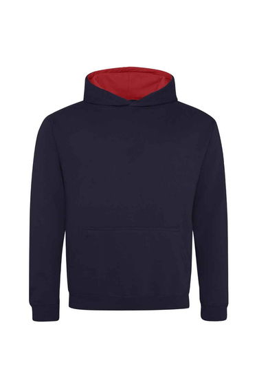 Awdis Childrens/Kids Varsity Hoodie - New French Navy/Fire Red