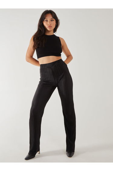Plisse Flared Trousers