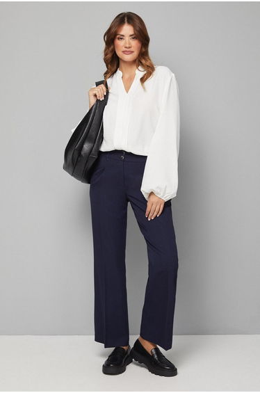 Navy Smart Wide Leg Trousers