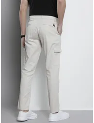 Men Grey Regular Fit Solid Cargo Pants - 3