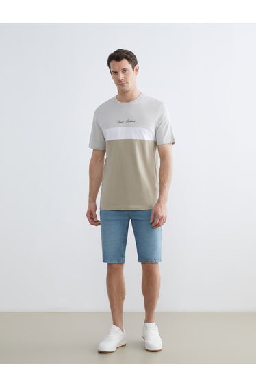 Men's Color Block Jersey T-Shirt with Crew Neck