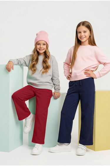 Navy-red plain knitted pants