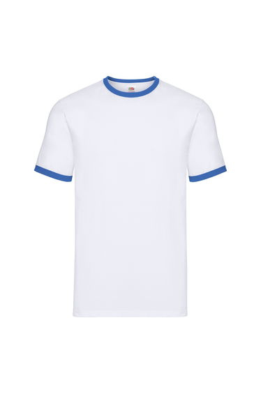 Fruit of the Loom Mens Ringer Contrast T-Shirt - White/Royal Blue