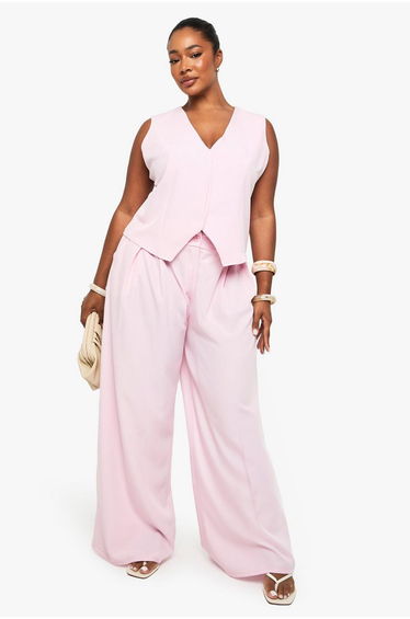 PLUS CONCEALED LAPEL WAISTCOAT - baby pink