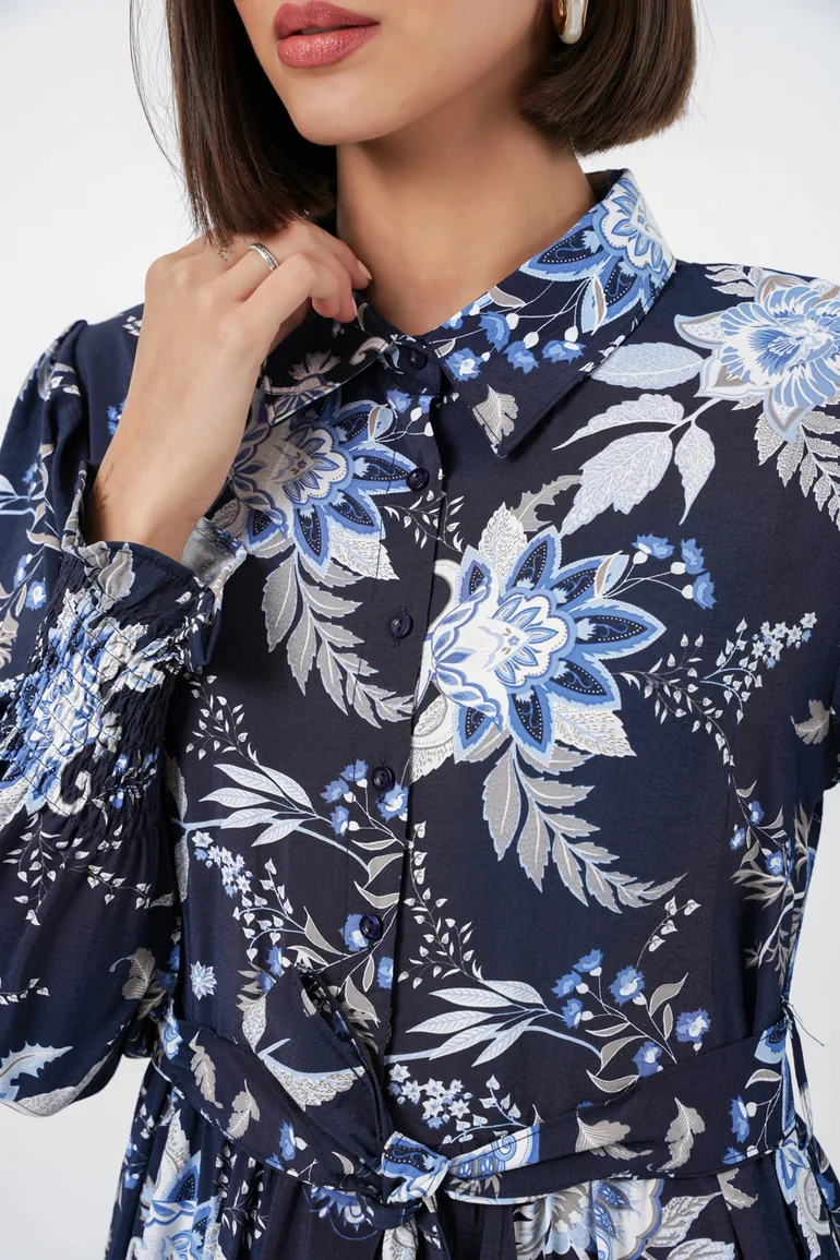 BDART Maxi Shirt Dress with Paisley Print and Belt - 3