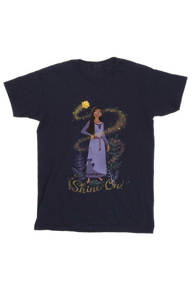 Wish Girls Shine On Asha Standing Cotton T-Shirt - Navy Blue