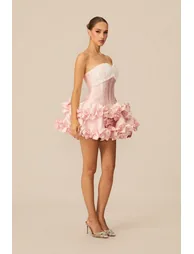 So Loving Pink Ruffled Corset Mini Dress - 5