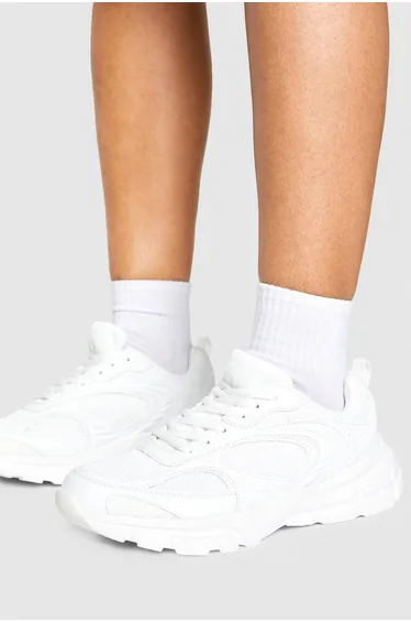 Sports Panelled Chunky Trainers - white
