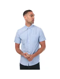 Men's Farah Drayton Modern Fit Short Sleeve Oxford Shirt in Blue