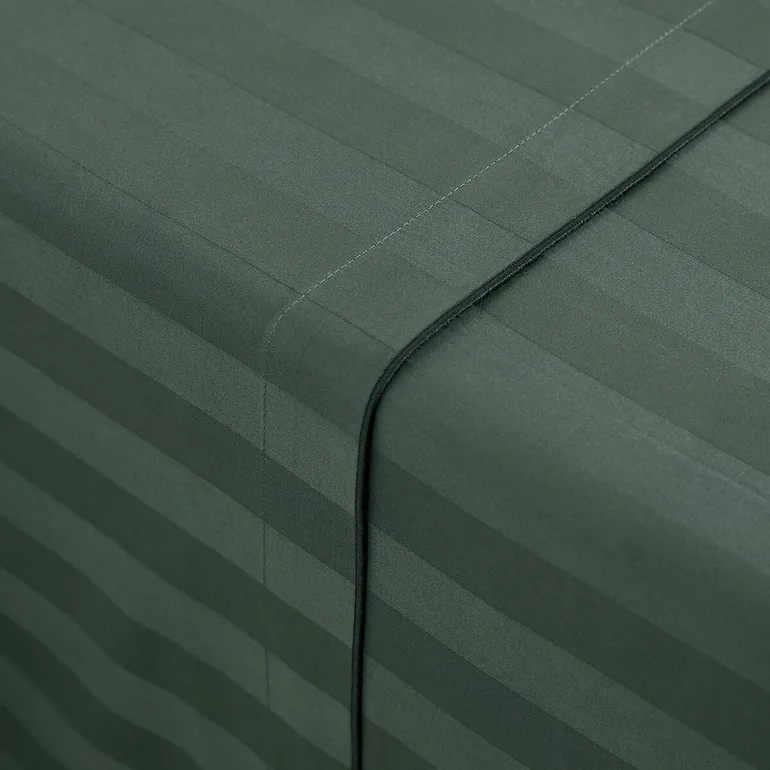 Victor Striped 100% Washed Cotton Satin 300 Thread Count Flat Sheet - 3