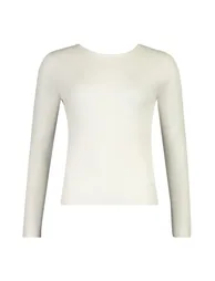 Rib Know Crew Neck Long Sleeve Top - cream - 2