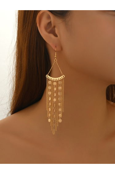 Women Metal Tassel Chain Earrings