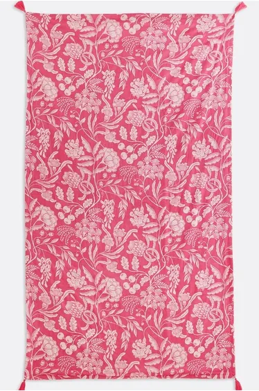 Linda Fouta XL with Floral Print Lined in Towelling