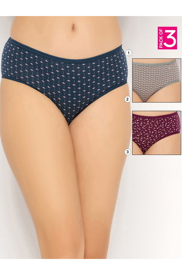 Set of 3 - Mid Rise Printed Hipster Panties