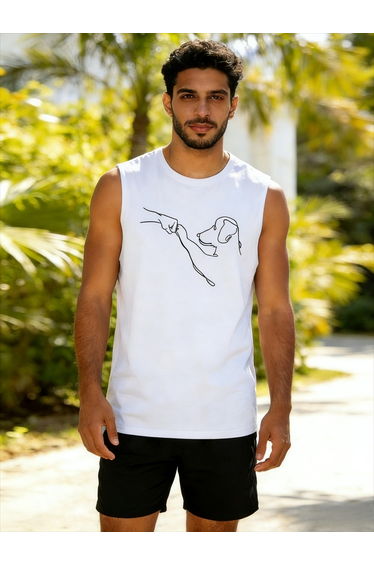 Men White Graphic Print Round Neck Tank and Shorts Co-Ords