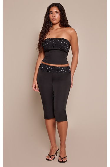 Shape Black Polka Dot Waistband Capri Tailored Trousers