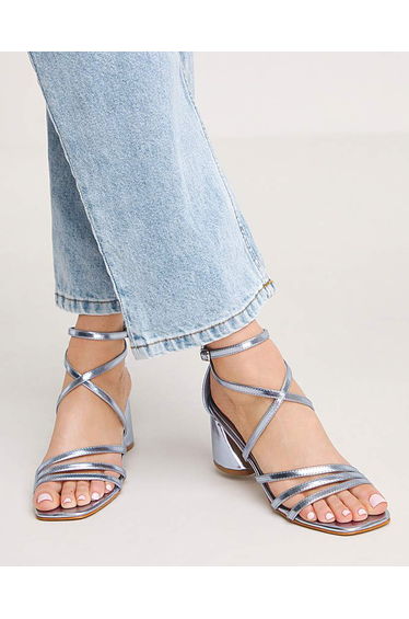Cross Over Front Heeled Sandal Ex Wide