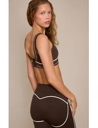 Espresso Seamless Contrast Detail Sports Bra - 2