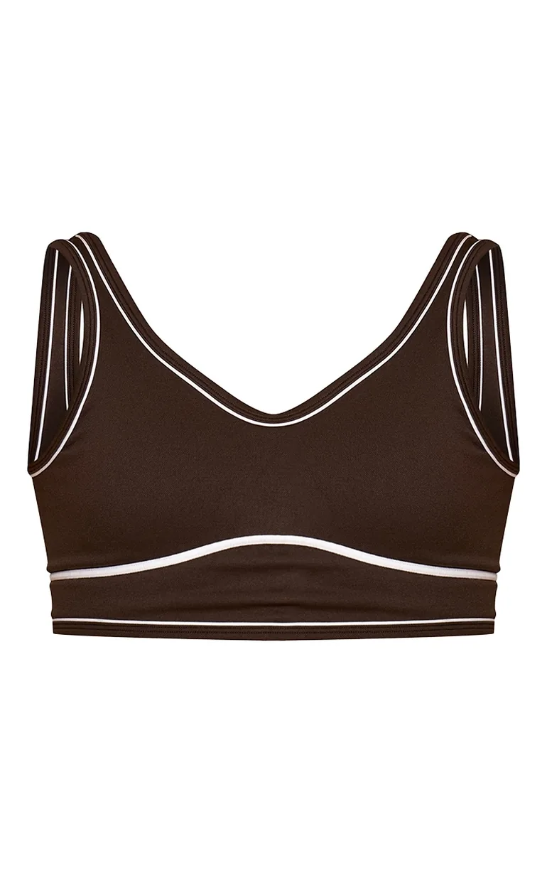 Espresso Seamless Contrast Detail Sports Bra - 4