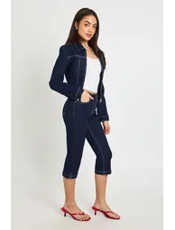 High Waist Denim Capri - indigo - 2