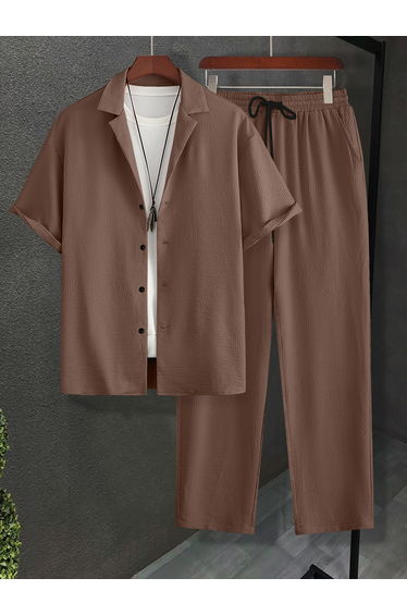 Men Short Sleeve Shirt and Drawstring Pants Co-Ords