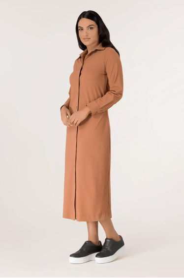 Abaya Button Front Dress - SEASONAL HAZELNUT