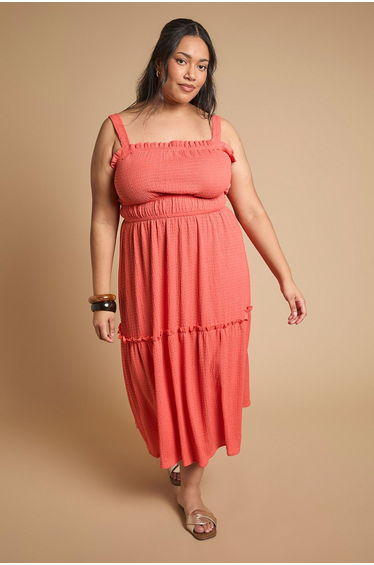 Curve Crinkle Jersey Elasticated Waist Strappy Maxi Dress