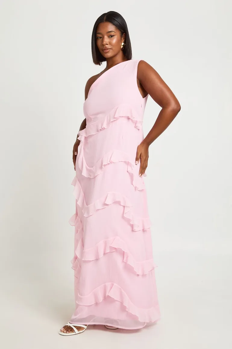 light pink plus size dress for Wedding designed to flatter plus Light Pink Chiffon Long Sleeve
