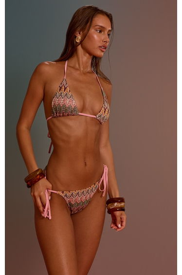 Multi Jacquard Triangle Bikini Top