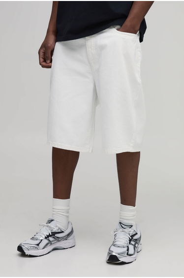 Tall Relaxed Fit Denim Shorts - white