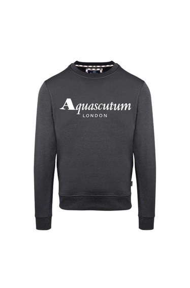 Aquascutum Mens Lettering Crew Neck Sweatshirt - Antracite