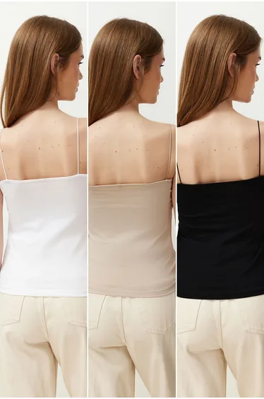 كامي توب متعدد الالوان بحمالات رفيعة