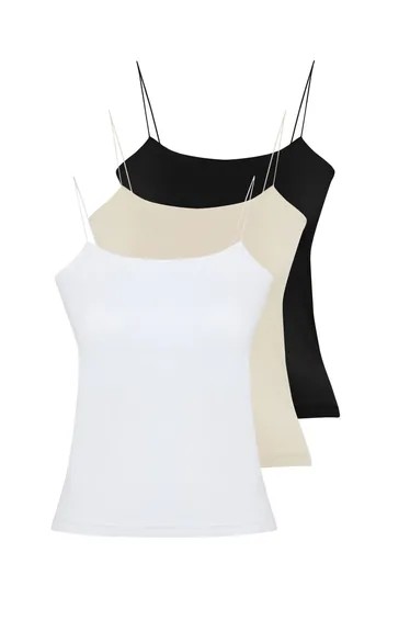 كامي توب متعدد الالوان بحمالات رفيعة