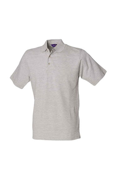 Henbury Mens Classic Cotton Pique Heavy Polo Shirt - Heather Grey