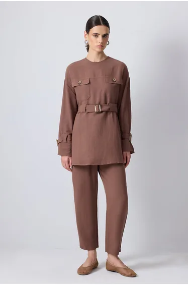 BELT VISCOSE TUNIC PANTS SET