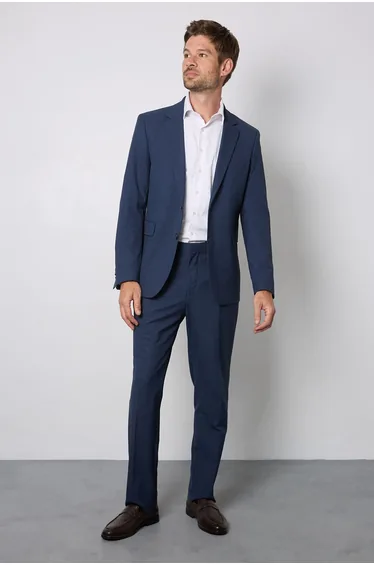 Navy Marl Tailored Fit Suit Jacket
