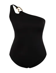 Black One Shoulder Swimsuit - 7