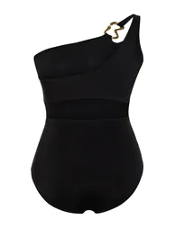 Black One Shoulder Swimsuit - 8