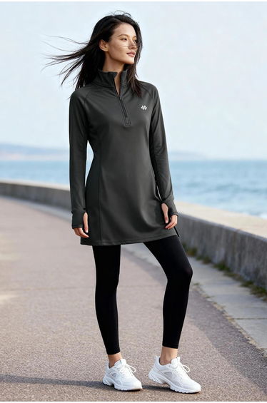 TOMMY Long-sleeve Knit Tunic Top With Half Turtleneck