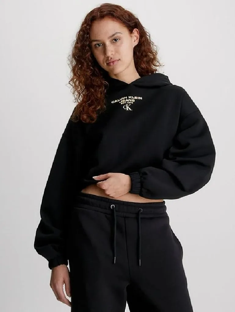 Calvin Klein Jeans GATHERED HEM CROPPED HOODIE - 1