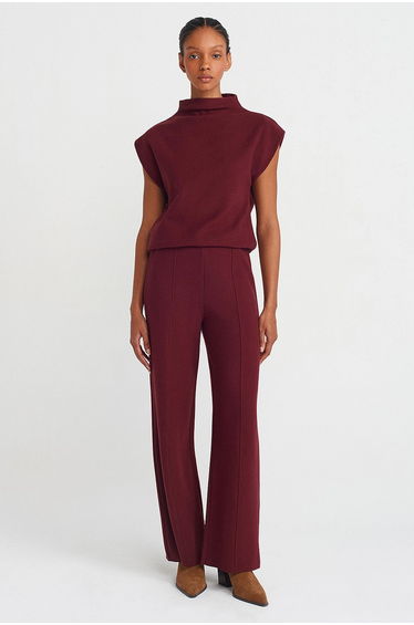 DILVIN Women’s High-waist Wide-leg Knit Trousers
