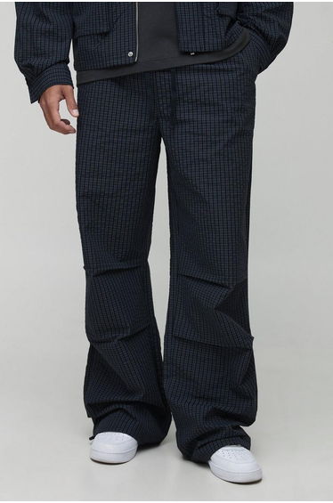 Tall Parachute Check Ripstop Trouser - navy