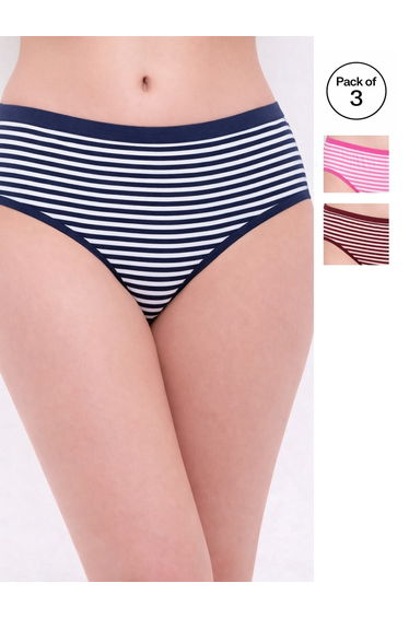 Pack of 3 - Striped High Leg Briefs