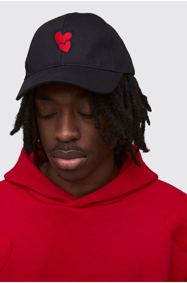Heart Embroidered Cap - black